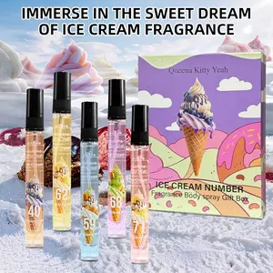 Ice Cream Perfume Spray Set, Queena Kitty Yeah 5 Different Sweet Scents, Cute Packaging, Portable Fragrance Refresher
