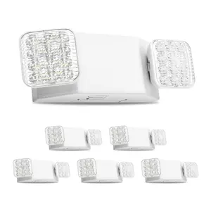 VEVOR 6 Pack Emergency Lights for Business, with Battery Backup, Commercial LED Emergency Exit Lighting Fixtures, AC 120/277V, with Two Square Head Adjustable, 90-Minute Backup, for Business, White