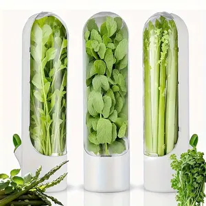 Clear Herb Saver, 3 Counts Freshness Keeper for Herbs & Veggies, Hydroponic Storage Tank, Food Saver for Kitchen Organization, Containers