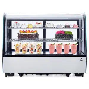 5.6 Cu. Ft. Countertop Bakery Display Case, 110V Double Glass Refrigerated, LED Lighting, Adjustable Shelves, Digital Temp Control – for Pastry, Cake, Sushi