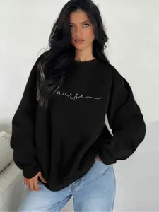 Nurse Emergency Room Icu Round Neck Long Sleeve Sweatshirt, Cute Nurse Thank You Gift, Casual Loose-Fitting Top for Women Fall & Winter