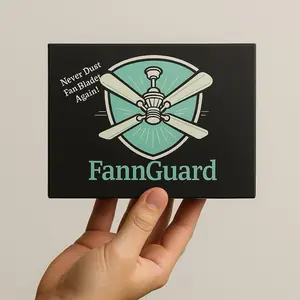 Fannguard, protect sleeve for ceiling fans, designed to trap dust and allergens, and make sure you never need to dust fan blades again. Simply Put on and when it gets dusty, take it off and replace it.