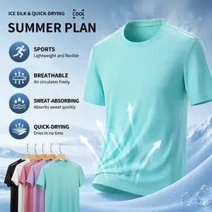Women's 2-Pack Ice Silk Quick Dry T-Shirts Breathable Athletic Tops for Summer Lightweight Flexible Sweat Absorbing
