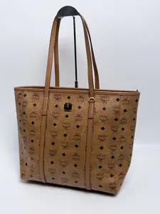 Pre-owned MCM Leather Shoulder Bags Cognac Visetos Canvas Medium Liz Reversible Shopper Tote Bag Handle Handbag JD390MCM