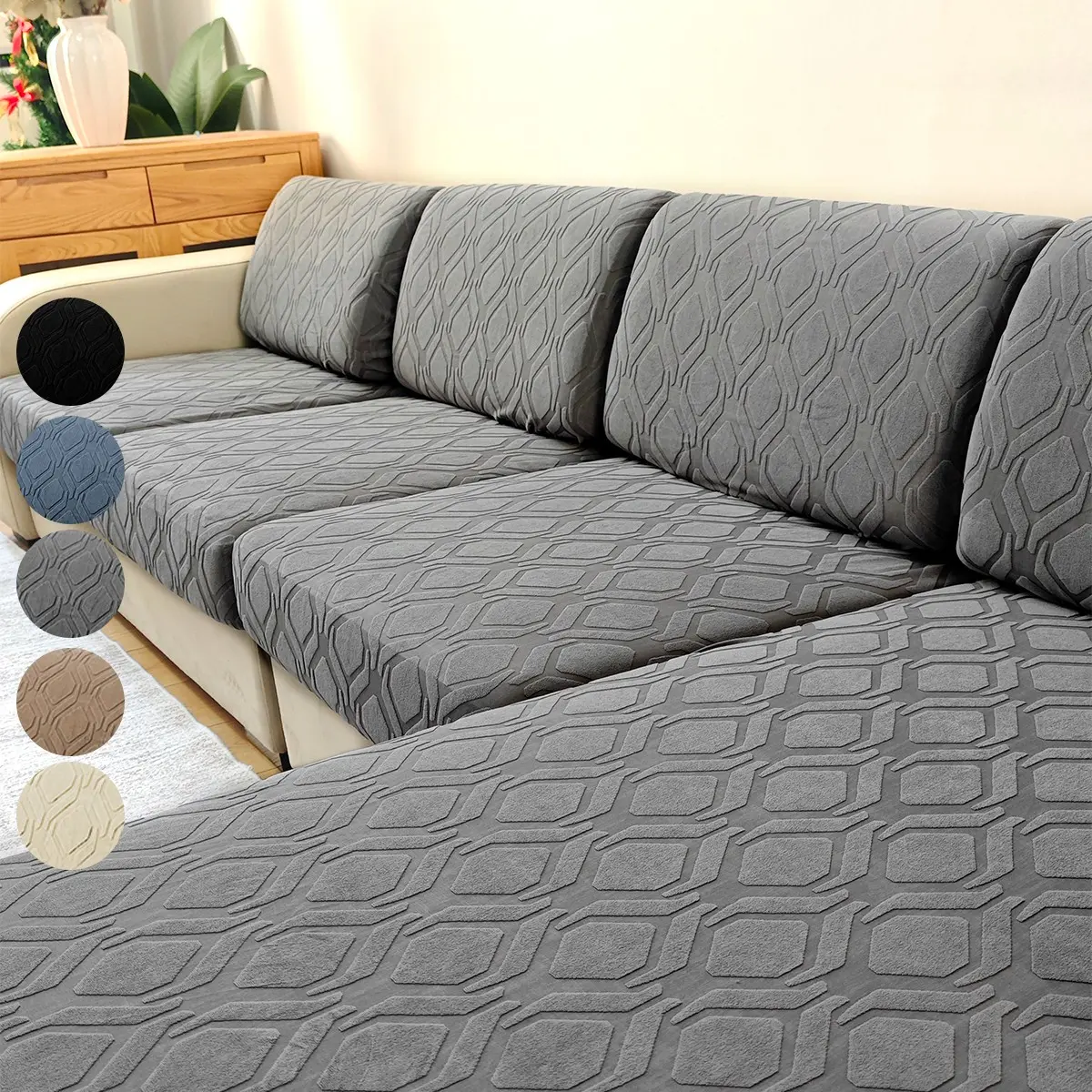 Pet-Friendly Elastic Sofa Cover, Stretchable Sofa Cover, Non-Slip Washable Dog Cat Couch Protector, High-Elasticity Polyester Fabric, Fits 1-4 Seat Cushions & L-Shaped Sofas, Removable Washable Slipcover