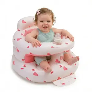 Inflatable Baby Seat with Built-in Air Pump & Tray for 3-36 Months, Infant Feeding Chair, Toddler Floor Seat for Learning to Sit & Camping, Load-Capable Surround Bumbo Chair