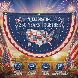 USA 250 years Anniversary Fan Shape Flag – 1.5 x 3 FT Fan Flag, Year US National Flag for Outdoor Decorations, Wall, Front Door, Porch, Fence, 1 Piece#SummerVibes