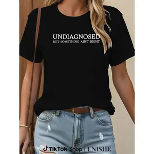 Oversized Cotton Tee for Women – Fashionable Letter Print with Casual Fit