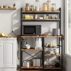 GARVEE Bakers Rack with Power Outlet + Coffee Bar + Wire Drawer + MDF Board + Metal Frame + 6-Tier Storage + Dining, Living Room