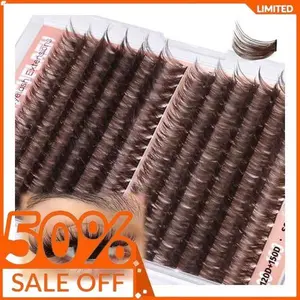 Mavphnee Brown Lash Clusters D Curl Cluster Eyelash Extensions 14-20MM Mega Volume Lash Extensions Clusters Long Cluster Lashes Dark Brown Fluffy Individual Lashes (192 Pcs, 120D+150D)
