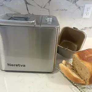 Neretva Bread Maker, 20-IN-1 2LB Bread Machine Dual Heater Bread Maker Machine Automatic with Nonstick Ceramic Pan, 15H Timer & 1H Keep Warm Set, Low Noise, Stainless Steel Breadmaker Recipe