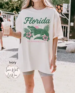 Comfort Colors Retro Florida Shirt Florida Alligator T-shirt Palm Beach Tshirt Vintage Summer Tee Girls Trip Shirt Vacation Top Travel Shirt