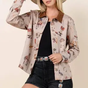 WESTERN ELEMENTS PRINT COLLARED BARN JACKET