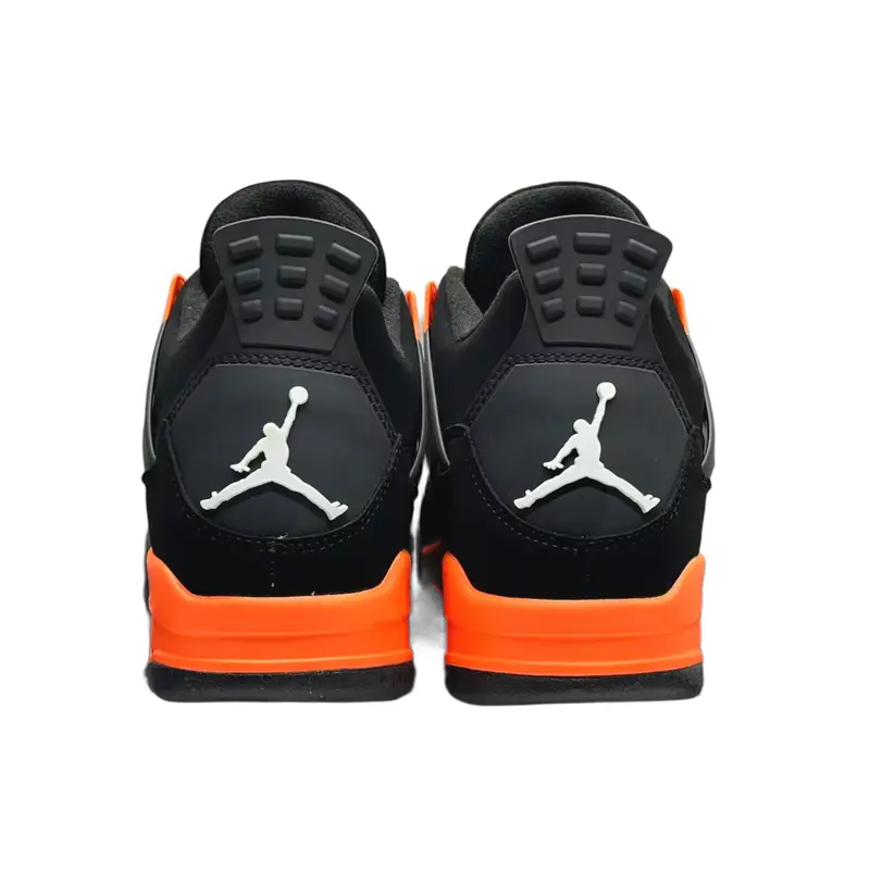 Black‑Orange Nubuck Mid‑Top Shoes, Breathable Mesh Patchwork, Geometric Hollow Frame, Tough Air‑Cushion Sole, American Trend Unisex Retro Basketball Sneakers