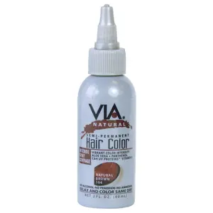 Via Natural Semi Permanent Hair Color (Haircare, #104 Natural Brown) - 2oz, 1PC, Non-Bleaching, Ready-to-Use, Natural Semi-Permanent Color