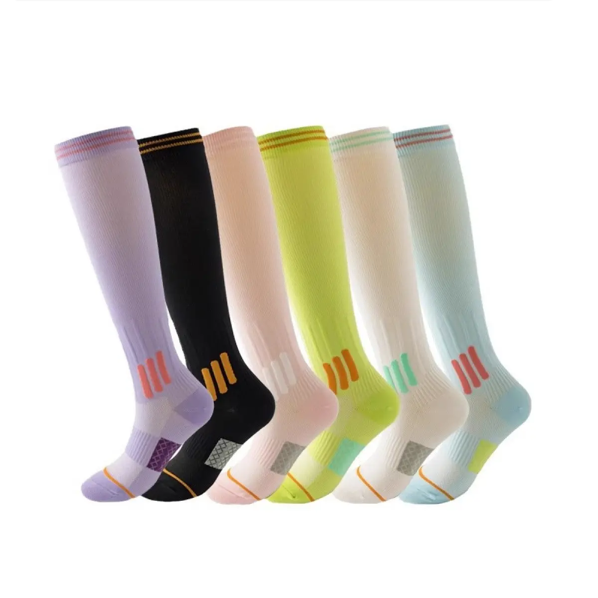 6 Pairs Graduated Compression Socks 15-20 mmHg for Women - Knee High Support for Nurses, Standing All Day, Leg Swelling & Circulation