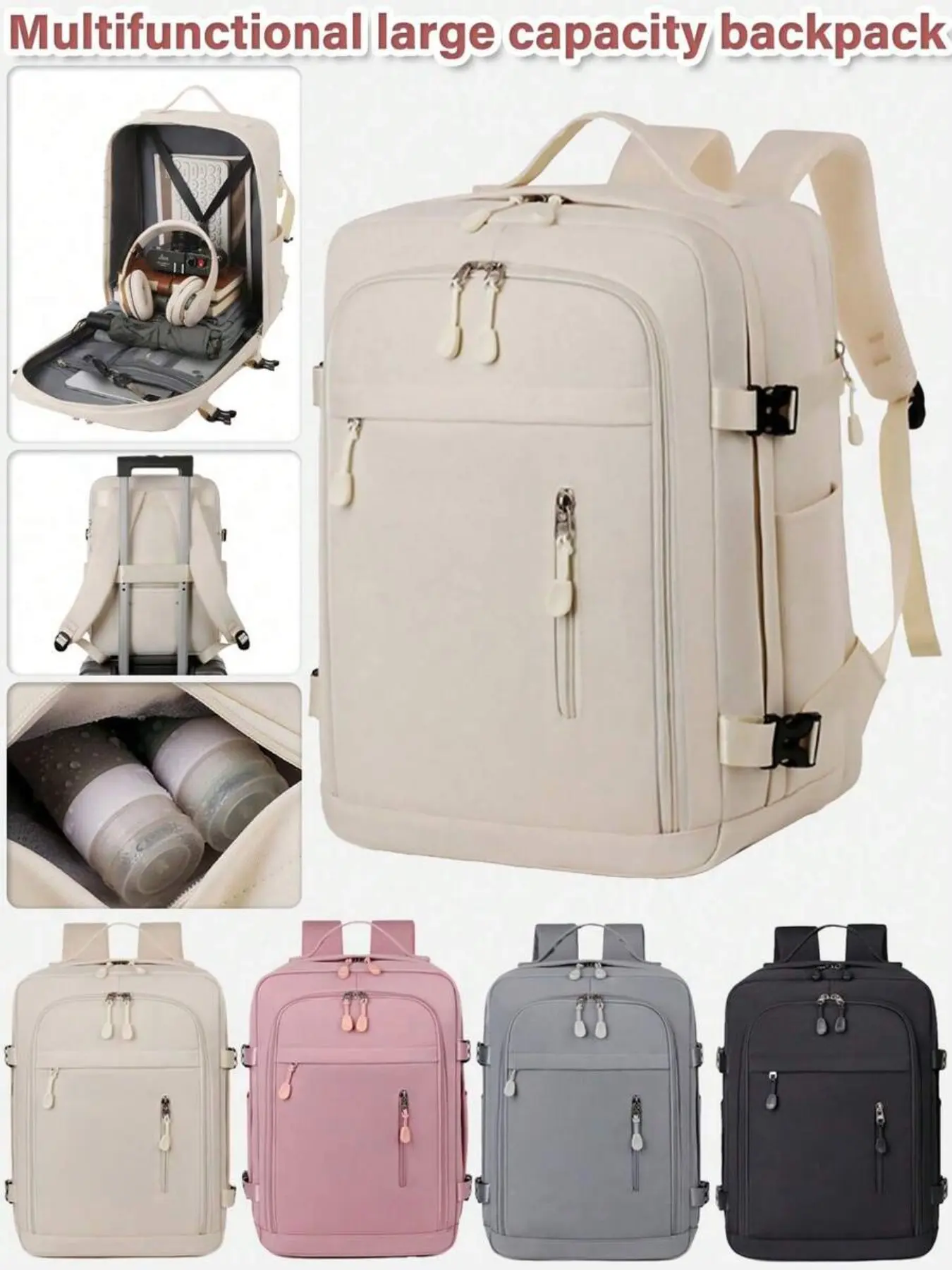 Viz Air 40x30x20cm Convertible Carry-On Bag, Travel Backpack for Short Trips, Backpack for Traveling on Airplane, Fits 14-Inch Laptop, Backpacks for Laptops, Tsa-Compliant, Solid Color, Casual Backpack