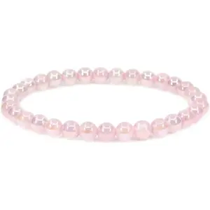 Aqua Aura A Grade Madagascar Rose Quartz Gemstone 6mm Round Beads Stretch Bracelet 7" Unisex