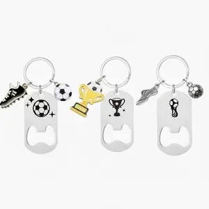 Premium Soccer Keychain Bottle Opener - Metal Sports Keyring Gift for Men, Football Fans & Game Day Random Style 1 pcs