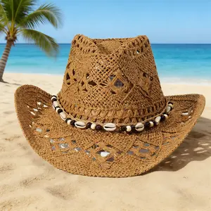 Raffia Straw Hat for Women & Men Large Head Circumference Summer Vacation Style Openwork Design Denim-Style Sun Hat Breathable Comfortable Fit