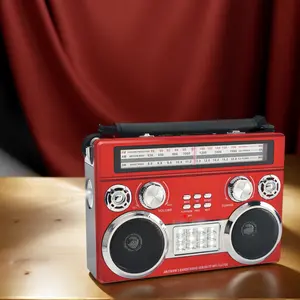 Retrobox AM/FM/SW 3-Band Portable Audio Radio Speaker Player Receiver with Wireless Bluetooth Boombox Built-in Flash Light, AUX Input