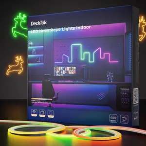 100FT Led Neon Rope Lights - Flexible Led Control with App/Remote Rope Lights 16.4FT Multiple Modes RGB IP65 Waterproof Outdoor Neon Music Sync Gaming Strip for Christmas Decor Indoor/Outdoor