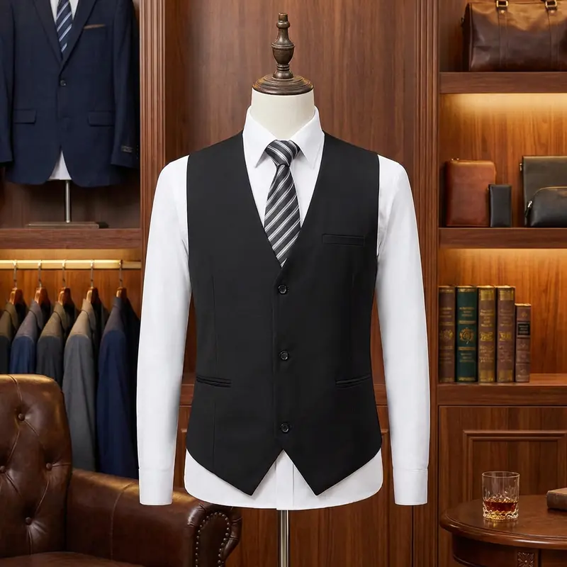 white christmas dresses Men's Classic Formal Business Suit Vest | Regular Fit main image 1