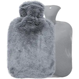 Hot water bottle with lid, 2-liter PVC hot water bottle, used to relieve pain, menstrual cramps, and hand and foot pain. BPA-free hot and cold compress bag, suitable for both women and men.