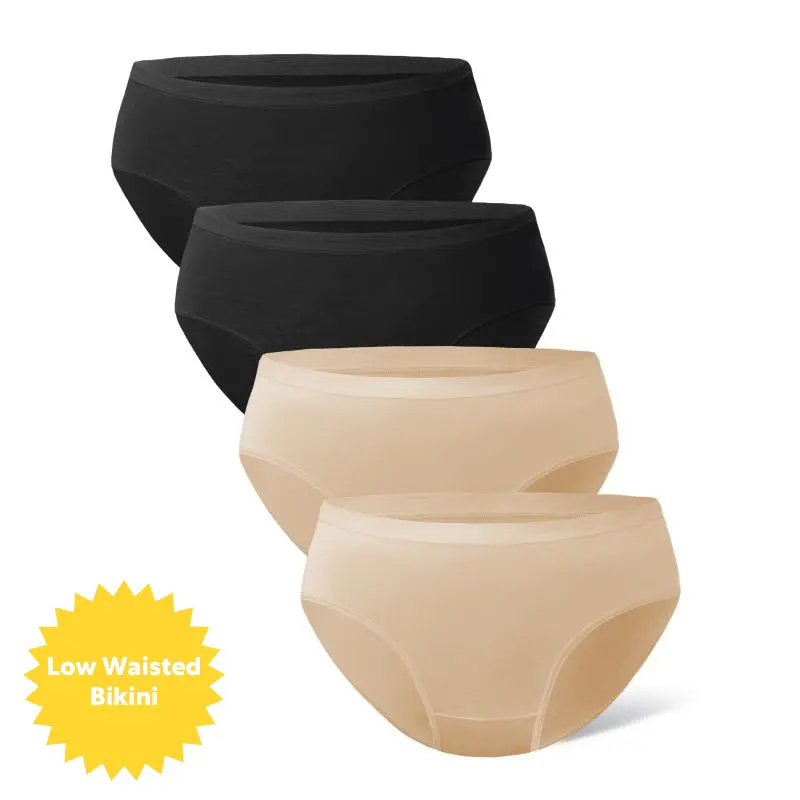 Light Skin / Black -  Low Waisted Bikini