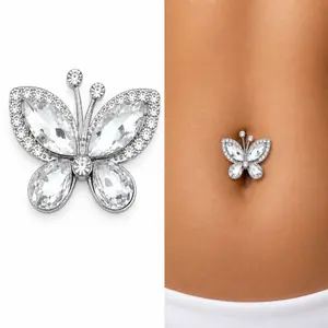 Gladeex  Belly Button Ring No Piercing – Butterfly Belly Jewelry, Clip On Navel Ring, Cute Summer Body Jewelry for Women