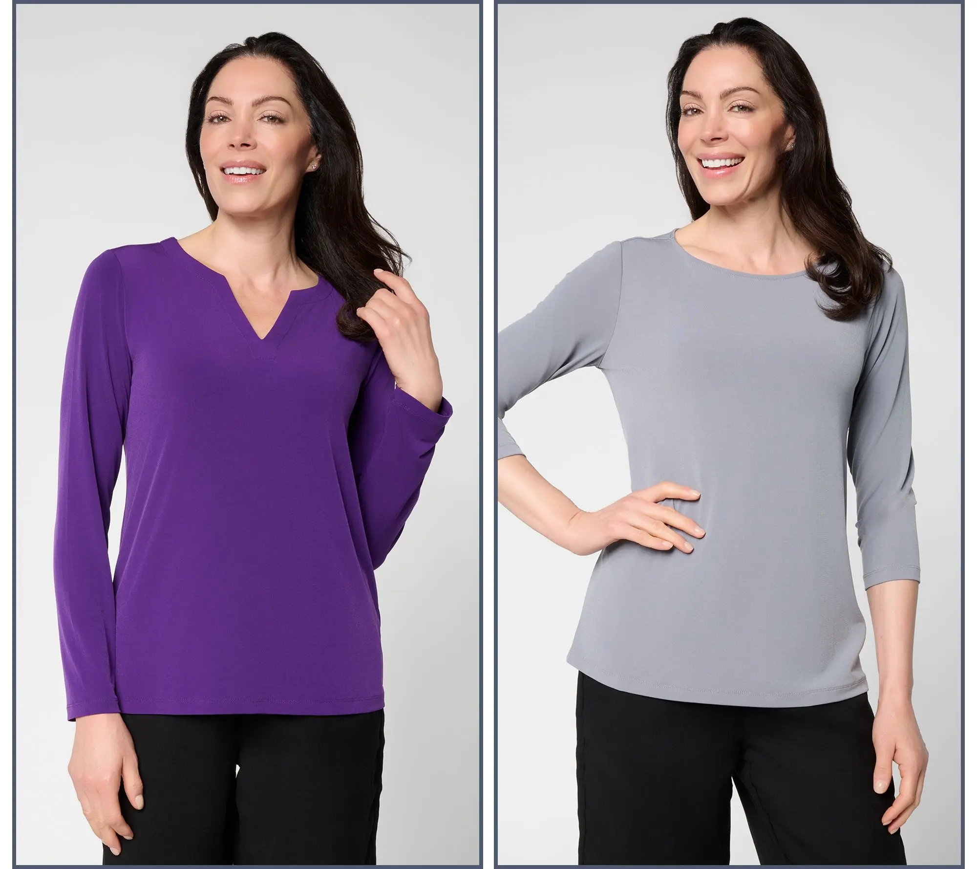 Susan Graver Essentials Set of 2 Liquid Knit Tops