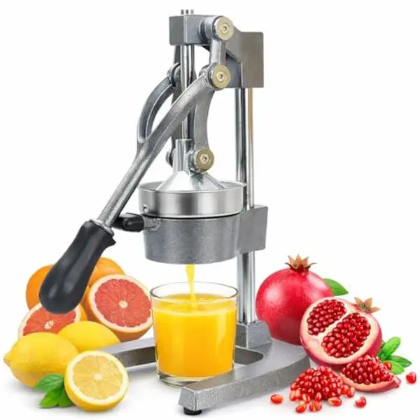Ultra-Premium Cast Iron Juicer, Stainless Steel Manual Hand Press Citrus Squeezer For Fresh Orange Juice, Pomegranate, Lemon, and Much More (Gray)