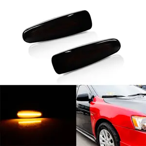 2PCS Smoke Lens Amber LED Front Side Marker Lights For Mitsubishi Lancer EVO X Mirage 2008 2009 2010 2011 2012 2013 2014 2015 2016 2017 Replace OEM 8355A040, 8355A039, MI1185102, MI1184102