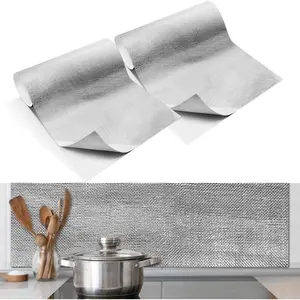 2 Pcs 24'' x 48'' Aluminized Heat Thermal Barrier Backed Heat Blanket Wrap Fiberglass Insulation High Temp Protection for Exhaust Wood Fireplace Stove