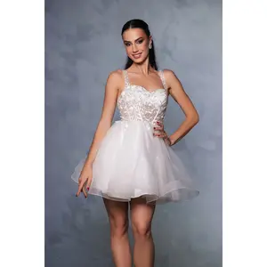 Short Wedding Dress in Ivory Bridal Outfit by May Queen MQ2149