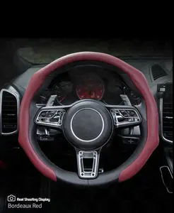 Napa Leather Steering Wheel Cover New All Car Models Turn Breathable -Thin for Modern Design Anti-Slip Sweat-Absorbent Comfortable & Protection automotive accessory all-season use universal grip thin fit non slip easy installation Steeringwheelcover