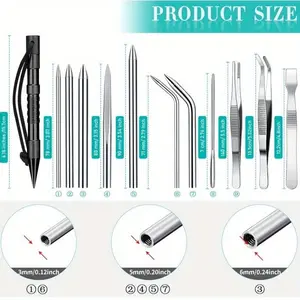 14 Pcs Marlin Pin Set DIY Bracelet FID Threading Needle and Polishing Tool, Suitable for Paracord Crafts and Friendship Gifts Suitable for Leather and Rope Knitting, Comes with Bag and Scissors, Suitable for DIY Crafts