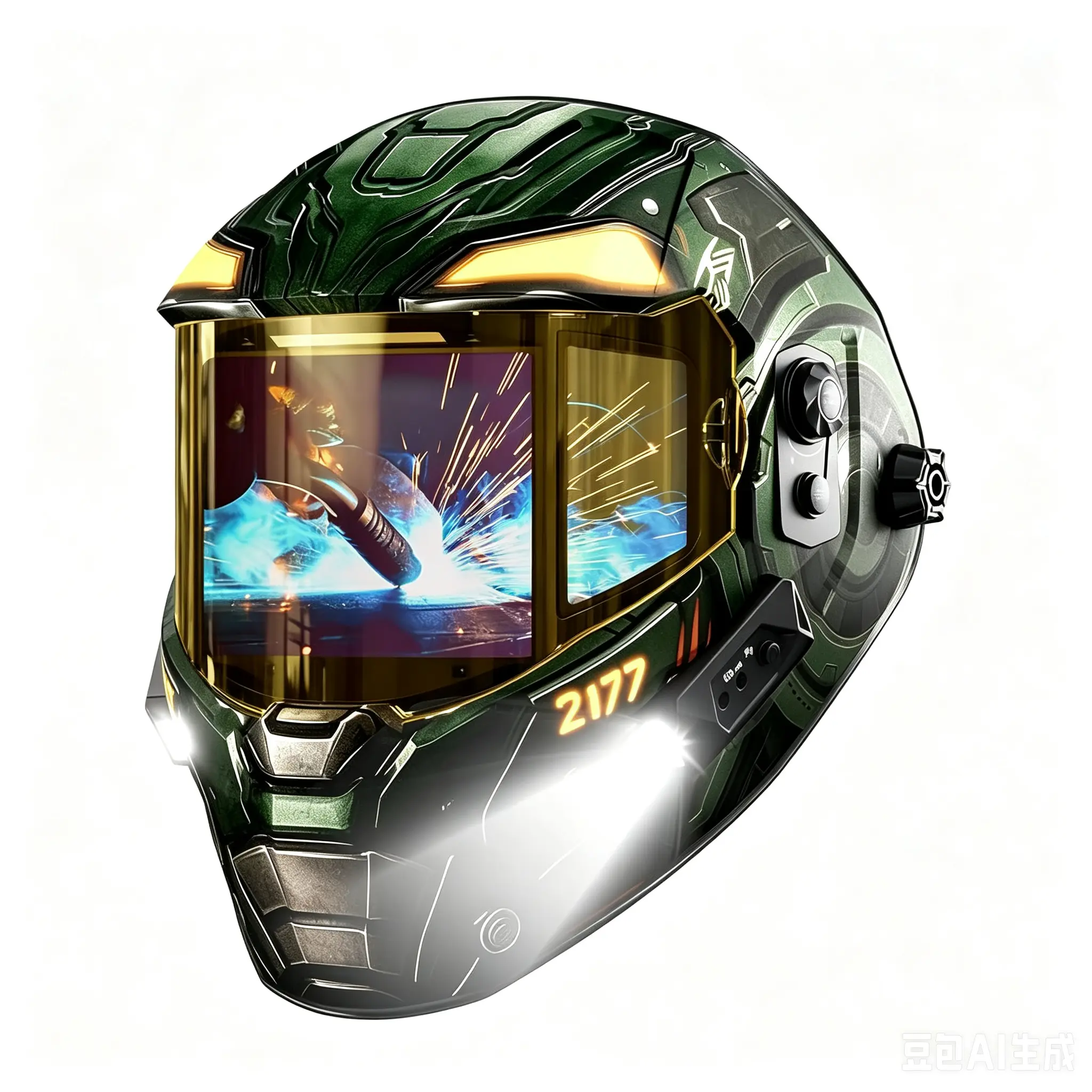 ANDELI Intelligent Auto-Adjustment Welding Helmet with 2 Lights,7.2" x 3.2" Panoramic View,3-Sided Auto Darkening,Internal Display,Rechargeable/Memory/Gradient,True Color for Weld Cut Grind(1500mAh+)