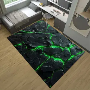 Green Lava Rock Print Area Rug, Soft Durable Floor Mat for Living Room Bedroom Gaming Room Modern Home Decor, Bedroom Rugs