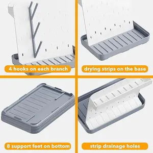 Baby Bottle Drying Rack with 20 Hooks, Space Saving Kitchen Bottles Rack Dryer, Vertical Baby Bottle Holder Organizer for Countertop Storage Accessories (White and Gray)