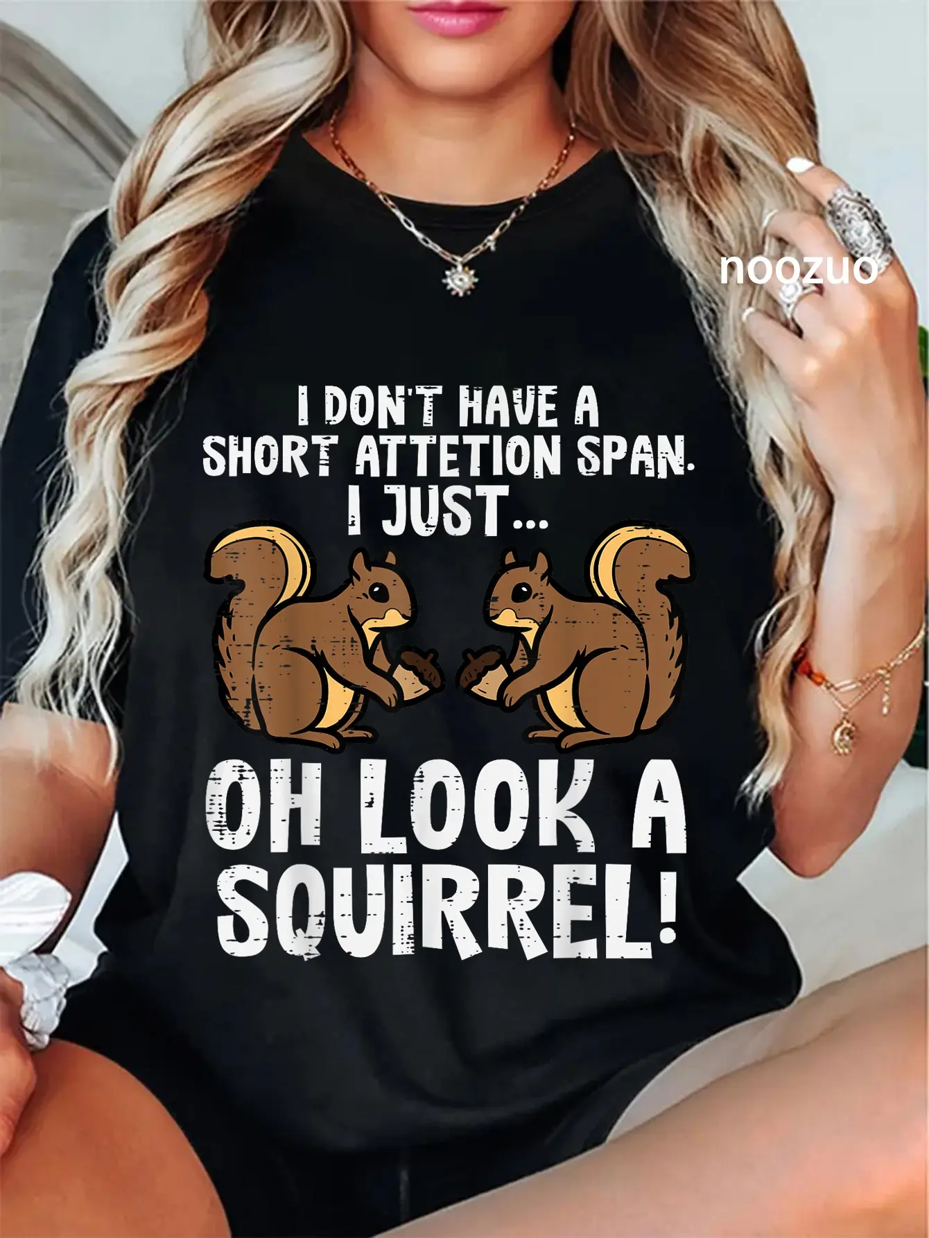 100% Cotton Dont Have Short Attention Span Look Squirrel Women Men T-Shirt