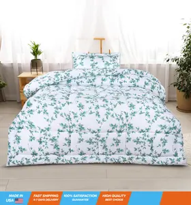 Twin Comforter Set Kids (Leaves Mint) with 1 Pillow Sham Bedding Comforter Sets - Down Alternative Comforter - Soft and Comfortable - Machine Washable