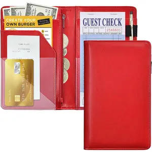 Server Books For Waitress/Waiter Book with Zipper Money Pocket,Cute Waitress Books Organizer Accessories Fit Server Aprons Note Pads (Red)