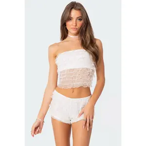 Julianna Sheer Ruffle Tube Top