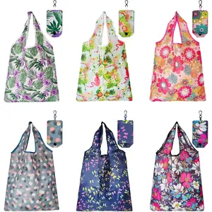 6 count  Shopping Bags, Foldable Grocery Bags in Pocket,  Travel Recycle Shopping Bags,  Machine Washable, for Daily Shopping Supplies load