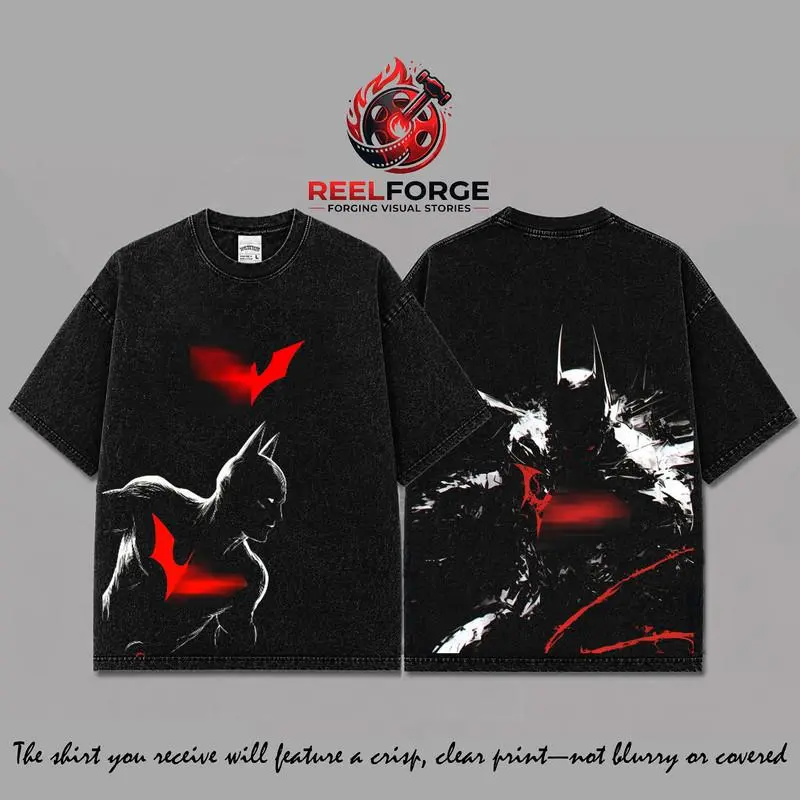 Laughing Bat Dark Knight Vintage Black Washed T-Shirt Ver 3| Evil Gotham Comic Graphic Tee | Dark Hero Streetwear Oversized Shirt