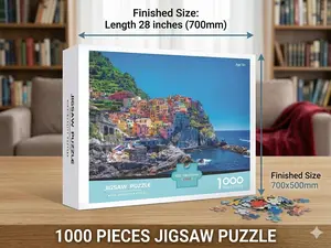 1000-piece jigsaw puzzle for adults and families (Cinque Terre) Perfectly connected pieces improve memory