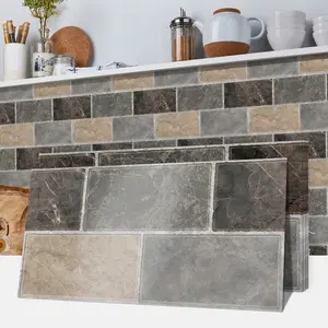 Mixed Color Imitation Marble Pattern Self-Adhesive Wall Sticker, Thick PVC Material, Waterproof and Durable, Removable Kitchen Decoration