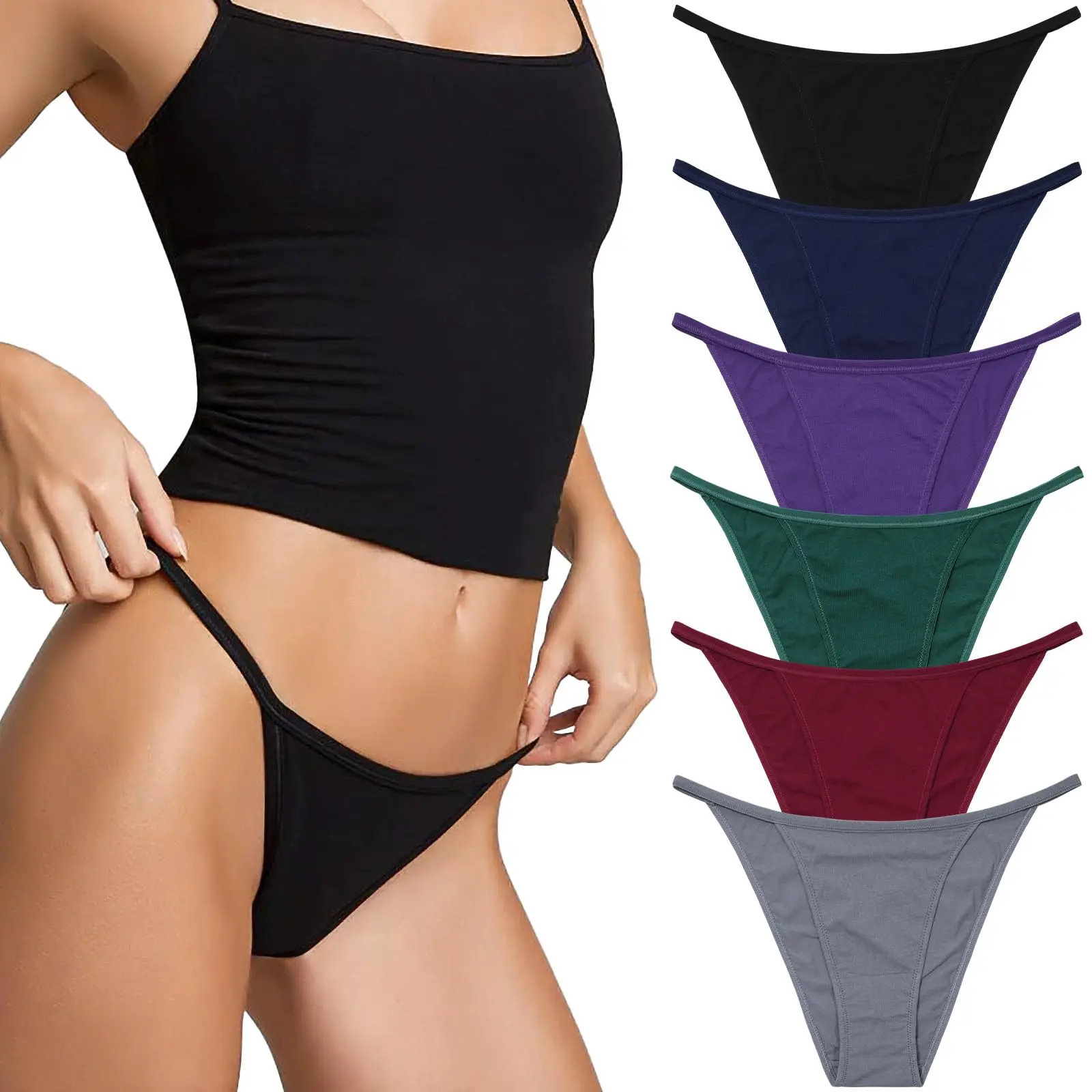 LEVAO 6 Pack Women's Cotton Stretch Cheeky Bikini Panties, Soft Low-Rise Underwear for Daily Wear & Yoga Pants