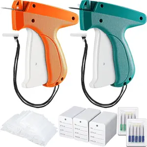 1112 Pcs 2 Garment Tag Attacher Price Hangtag Gun Applicator 1000 2" Plastic Fastener Barb 100 Clothing Paper Size Labels Steel Needle for Store Garage Yard Sale Dark Green Orange